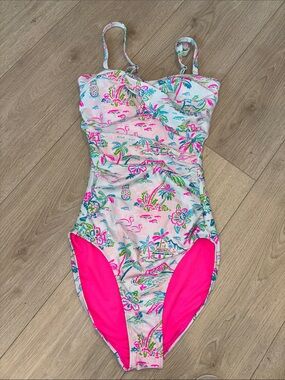 Ruffle Butts Pink Tropical Floral One-Piece Swimsuit
